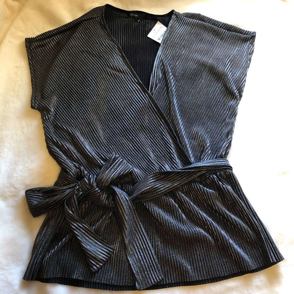 Gibson X Glam Metallic Short Sleeve Top Size S NWT